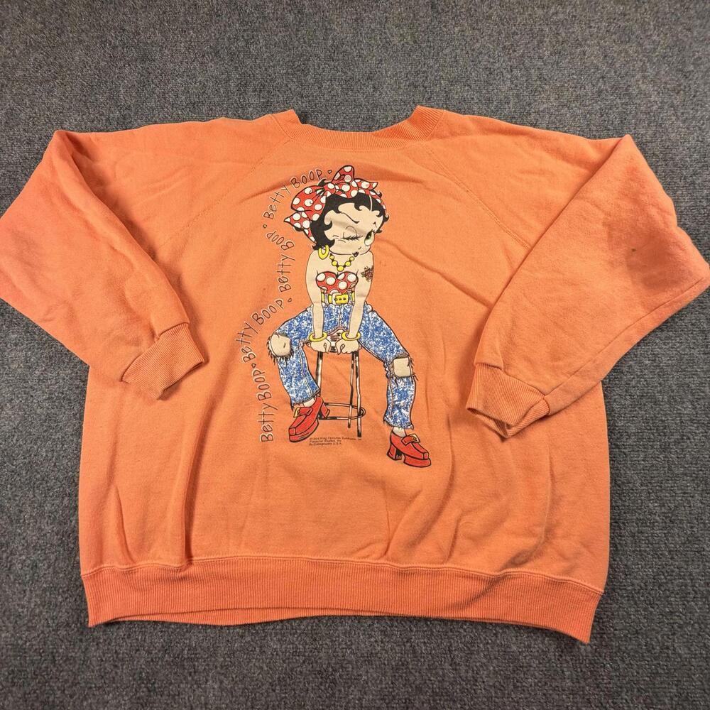 Hanes Her Way X-Large Orange Sweatshirt with Betty‎ Boop Graphic #1342